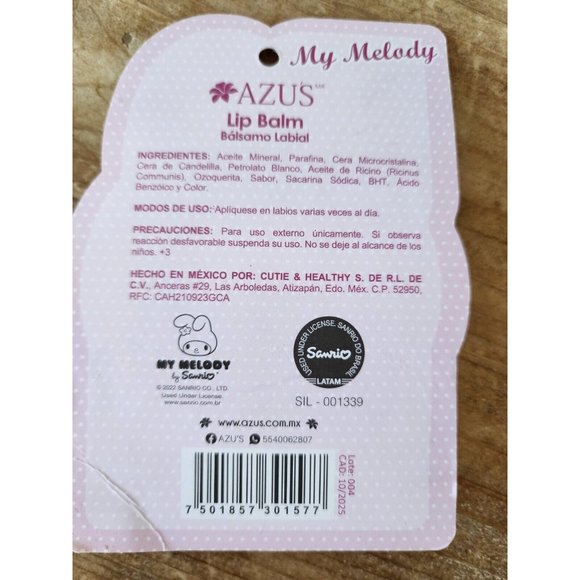 Azus My Melody Lip Balm - Strawberry  Hello Kitty by Sanrio Mexico NEW - Picture 4 of 7